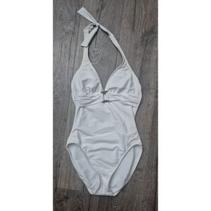 2 Bamboo Haulter White Sexy One Piece Swimsuit Bathingsuit Women's Size 8